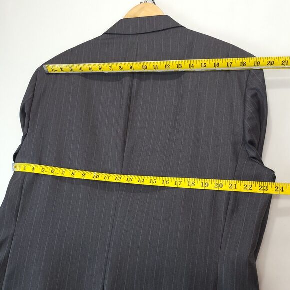 Jos A Bank Gordon 2PC Pant Suit Mens 44R Gray Striped Wool Signature Collection - Picture 11 of 16